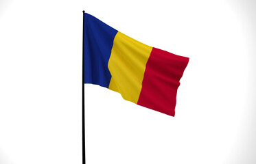 Romania Flag, Wavy Fabric Flag, 3D Render