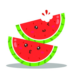 Cute happy juicy watermelon character vector design