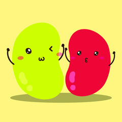 Cute happy beans character vector design