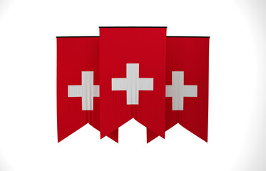 Switzerland Flag, Wavy Fabric Flag, 3D Render