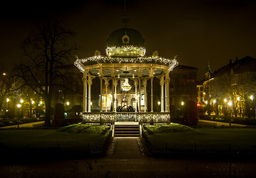 Christmas decorated building in Bergen, Norway