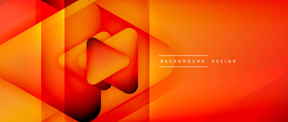 Triangle shapes geometric abstract background. 3D shadow effects and fluid gradients. Modern overlapping forms wallpaper for your text message