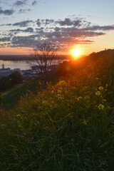 dawn on the banks of the Volga River. Nizhny Novgorod