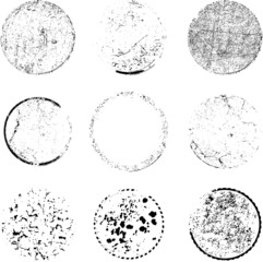 Grunge post Stamps Collection, Circles. Banners, Insignias , Logos, Icons, Labels and Badges Set . vector distress textures.blank shapes.