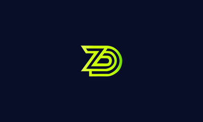 Abstract, minimal, simple and alphabet letters icon ZD or DZ logo 