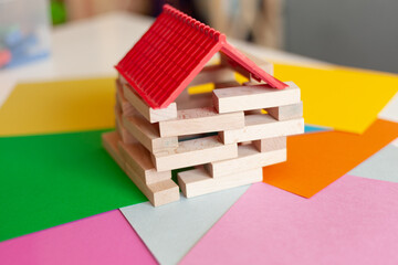mockup collapsing house, crumbling building, seismic hazard concept