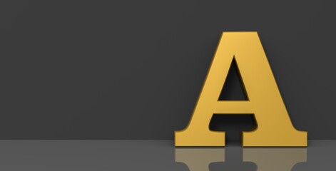 A letter golden sign 3d capital alphabet letter