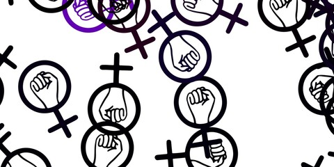 Light Purple, Pink vector pattern with feminism elements.