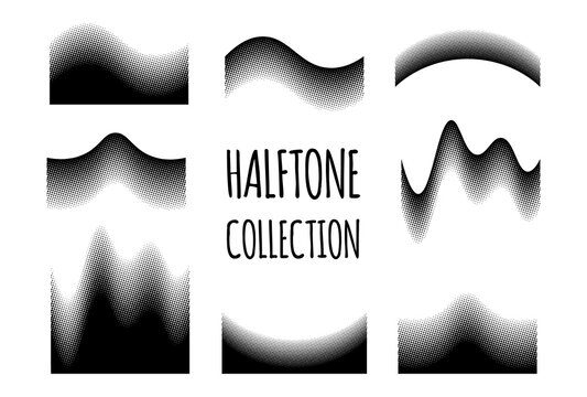 Abstract wave Halftone pattern collection