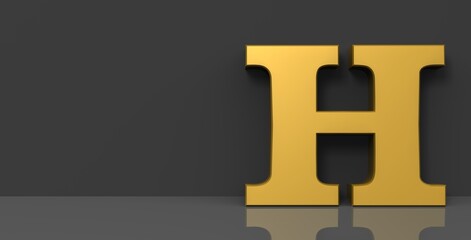 H letter golden sign 3d capital alphabet letter