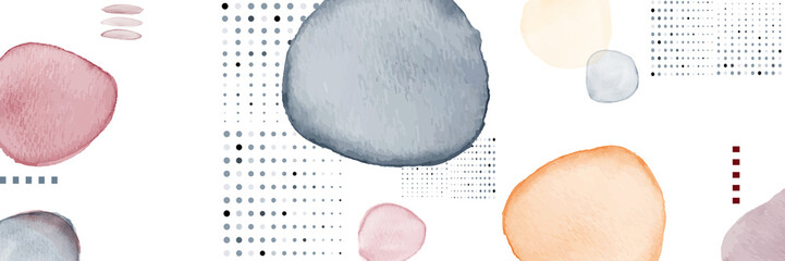 Abstract banner geometric modern design combined with watercolor background