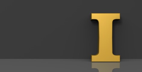 I letter golden sign 3d capital alphabet letter