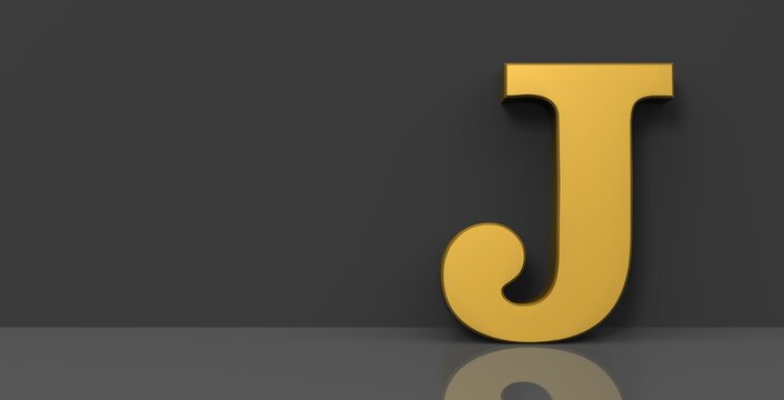 J letter golden sign 3d capital alphabet letter