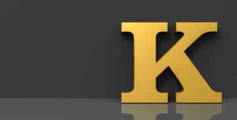 K letter golden sign 3d capital alphabet letter