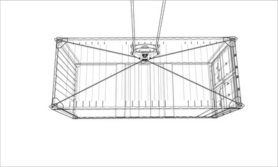 Cargo container. Wire-frame style