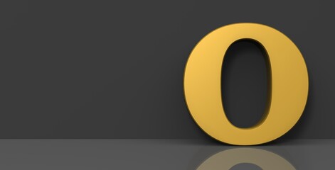 O letter golden sign 3d capital alphabet letter