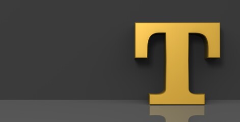 T letter golden sign 3d capital alphabet letter