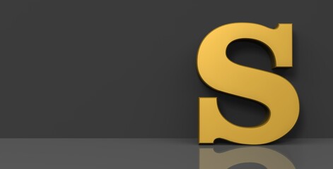 S letter golden sign 3d capital alphabet letter