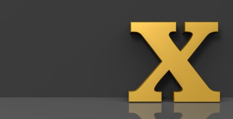 Obraz premium X letter golden sign 3d capital alphabet letter