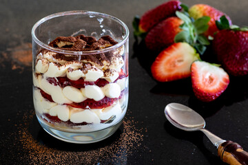 Dessert with fresh strawberry, cream cheese