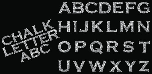 chalk sketched striped alphabet abc vector font. Type letters,characters and punctuation marks