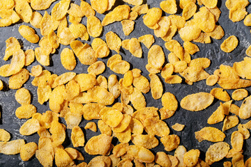 Golden cerials served with strawberry, blueberry