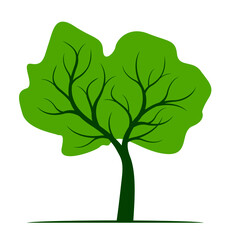 Shape of Tree with green leaves. Vector outline Illustration. Plant in Garden. EPS file.