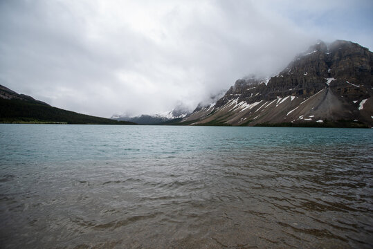 A picture of Bow lake, Bow peak and Bow glacier.   Banff National park  AB Canada     
