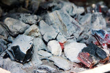 natural hot black charcoal for a grilling