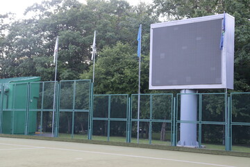 huge scoreboard at soccer arena