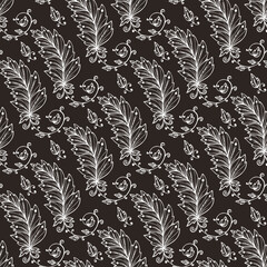 Fototapeta premium Hand Drawn Ornamental Leaf. Vintage Elegant Floral Seamless pattern with Leaves