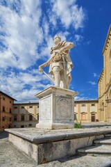 ancient statue in Arezzo historic center near Duomo