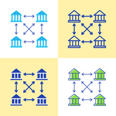 Distributed ledger icon set in flat and line style