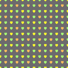 colorful little hearts with grey background seamless repeat pattern