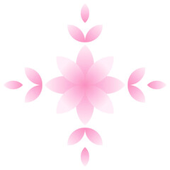 ornament for a pattern of pink flowers and leaves on a white background
