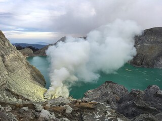 Asian country Indonesia. Java island. Kawa Ijen volcano