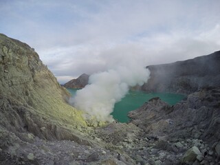 Asian country Indonesia. Java island. Kawa Ijen volcano