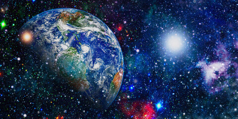 Planet Earth from space orbital view, our planet from the orbit. This image elements furnished by NASA. © Maximusdn