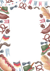 oktoberfest frame a4 watercolor illustrtion