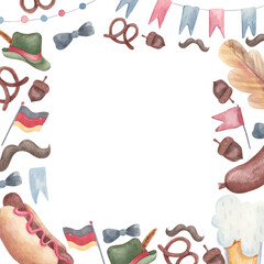 oktoberfest frame square  watercolor illustrtion