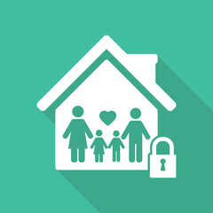  lockdown icon home icon with lock symbol quarantine stay home sign with long shadow vector