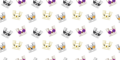 Dog seamless pattern, French bulldog on white background, Dog icons. 