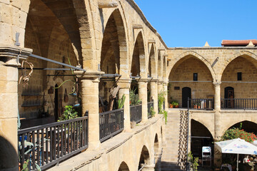 Fototapeta na wymiar Inner courtyard of the caravanserai Buyuk Khan . Nicosia. Cyprus.
