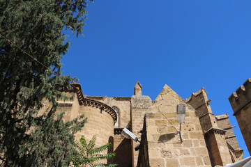 Fototapeta na wymiar Fragment of the facade of the Selimiye Mosque (former Hagia Sophia) in Nicosia. Cyprus.