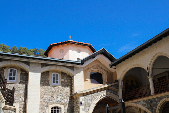 In the courtyard of the male Kikk monastery. Cyprus.