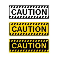 Caution attention yellow sign. Vector isolated signs. Stock vector.