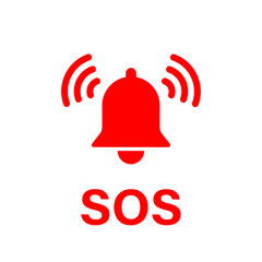 SOS bell icon. Vector isolated emergency alarm help sign symbol. SOS signal. Stock vector.