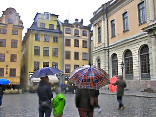 Rain on the streets of Stockholm