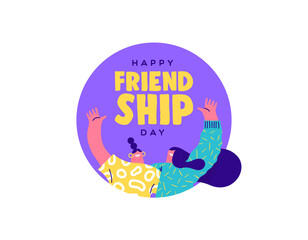 Friendship Day card of two women friends hug