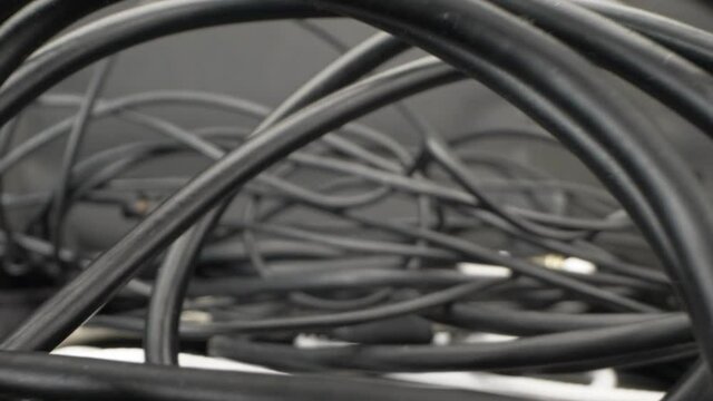 close up. the details. view inside a coil of electrical wires and cables